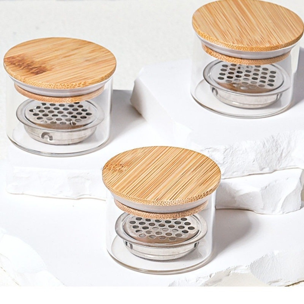 Dish Brush Bamboo - ถ้วยล้างแปรงทำเล็บพร้อมฝาปิดและตาข่าย สำหรับล้างทำความสะอาดแปรงอะคริลิค ภาชนะแก้วสำหรับล้างแปรง