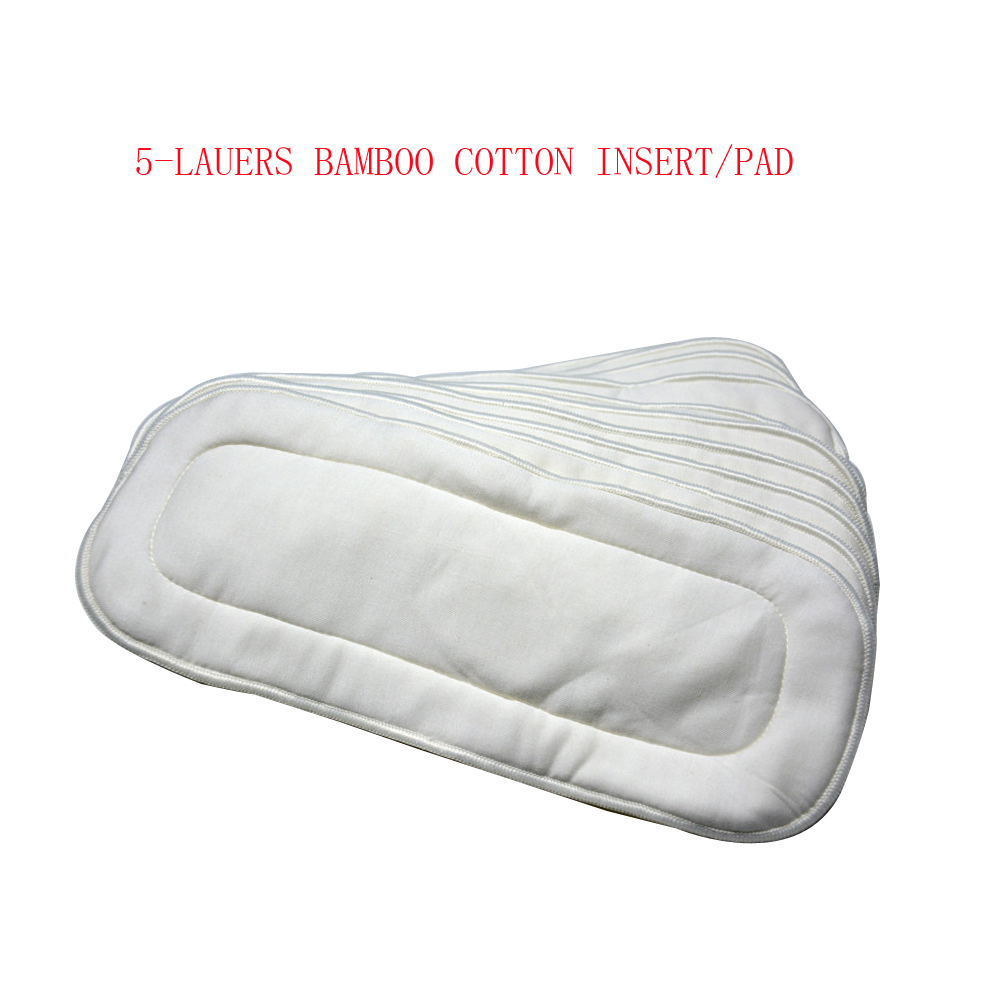 Cloth Diaper Insert - (5 ชิ้น Lot) อินทรีย์ผ้าฝ้ายไม้ไผ่ 5 ชั้นผ้าฝ้ายไม้ไผ่